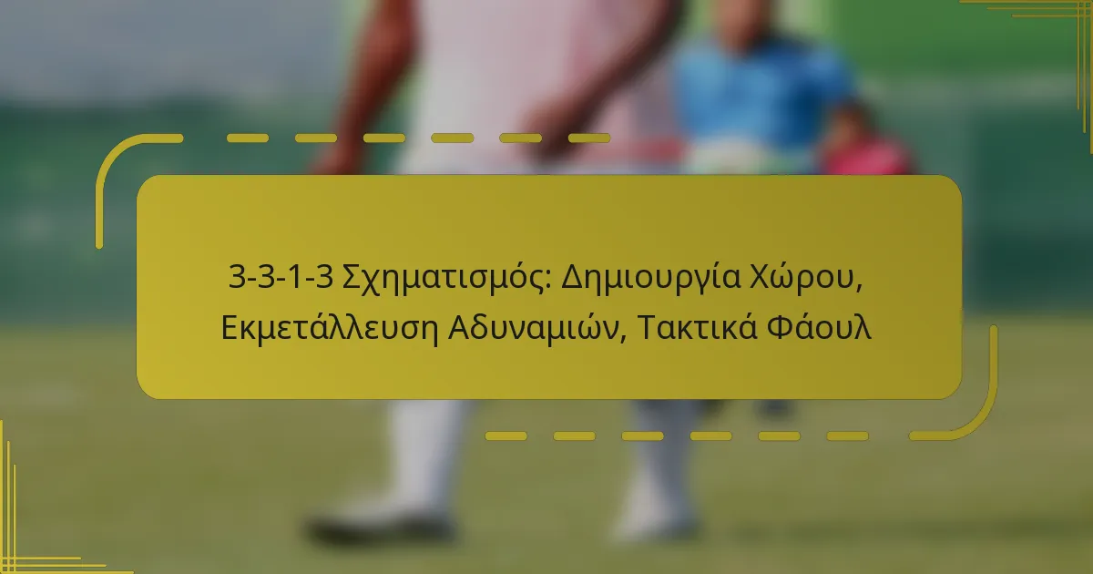3-3-1-3 Σχηματισμός: Δημιουργία Χώρου, Εκμετάλλευση Αδυναμιών, Τακτικά Φάουλ