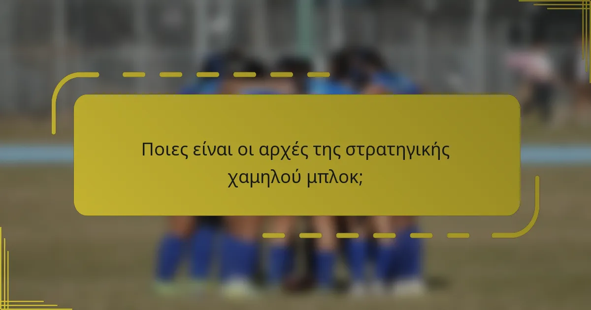 Ποιες είναι οι αρχές της στρατηγικής χαμηλού μπλοκ;