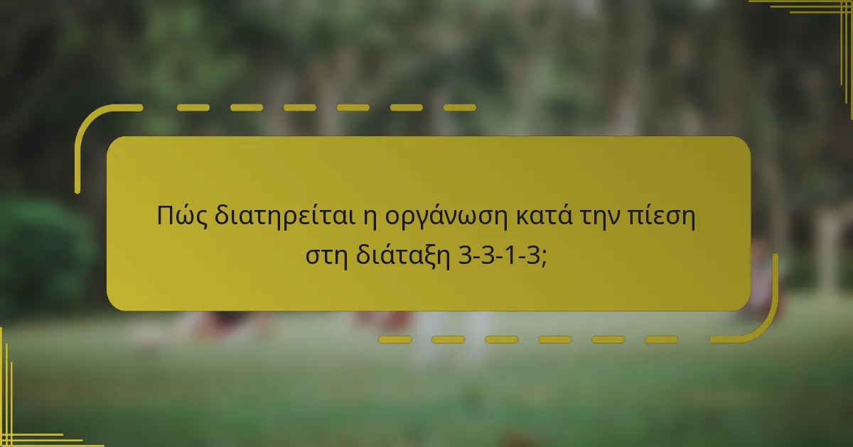 Πώς διατηρείται η οργάνωση κατά την πίεση στη διάταξη 3-3-1-3;