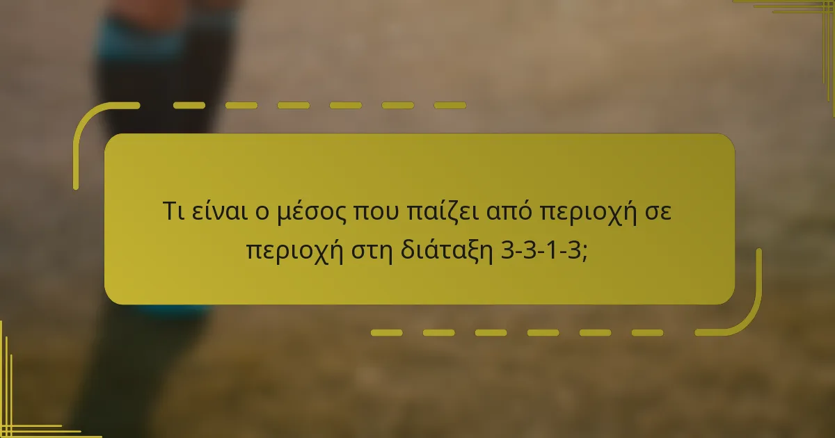 Τι είναι ο μέσος που παίζει από περιοχή σε περιοχή στη διάταξη 3-3-1-3;